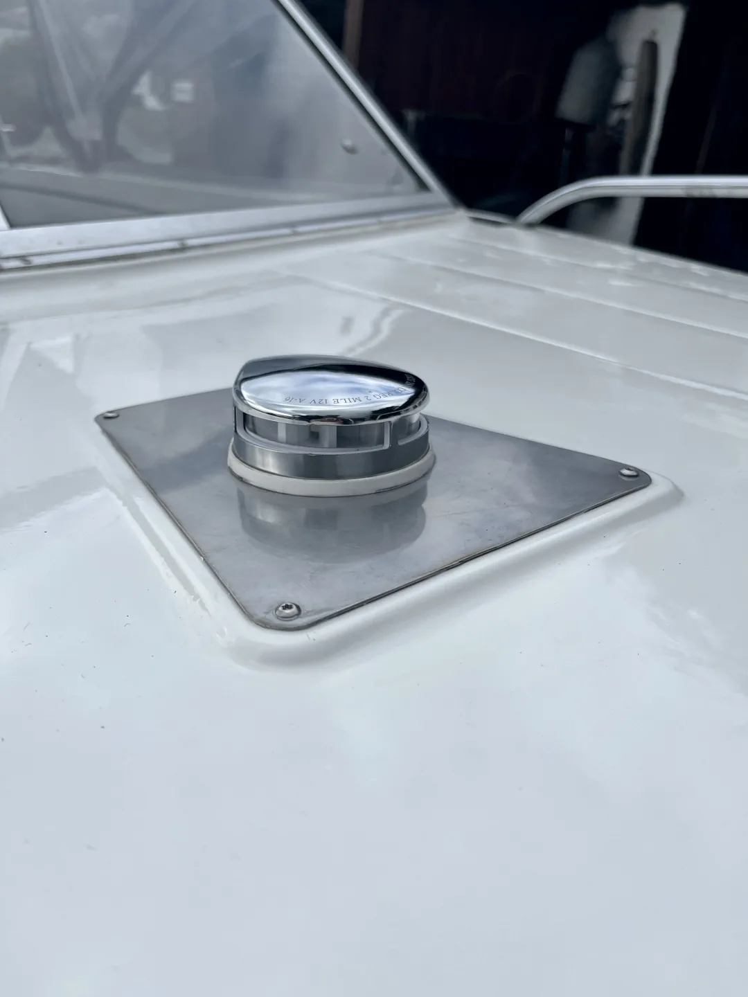 A cup holder and deck detail aboard Trifoil 100GT