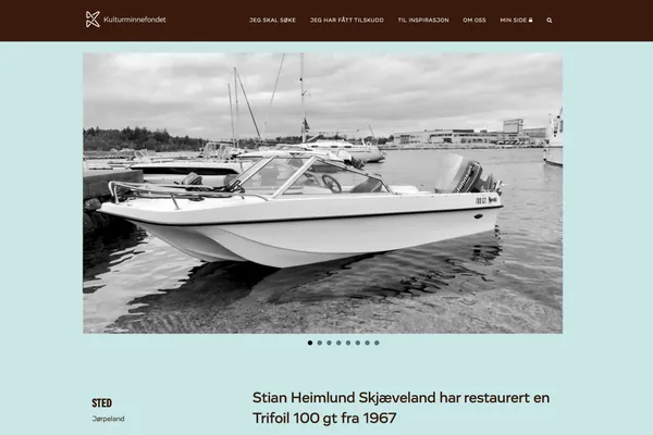 Kulturminnefondet webpage about the restoration of Trifoil 100 gt from 1967